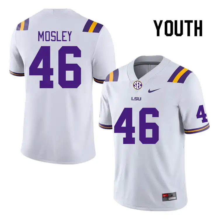 Youth LSU Tigers Isaiah Mosley #46 White NCAA Football Jersey